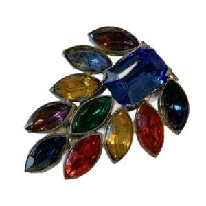 Vintage 1930s Rainbow Czech Glass Fur Clip